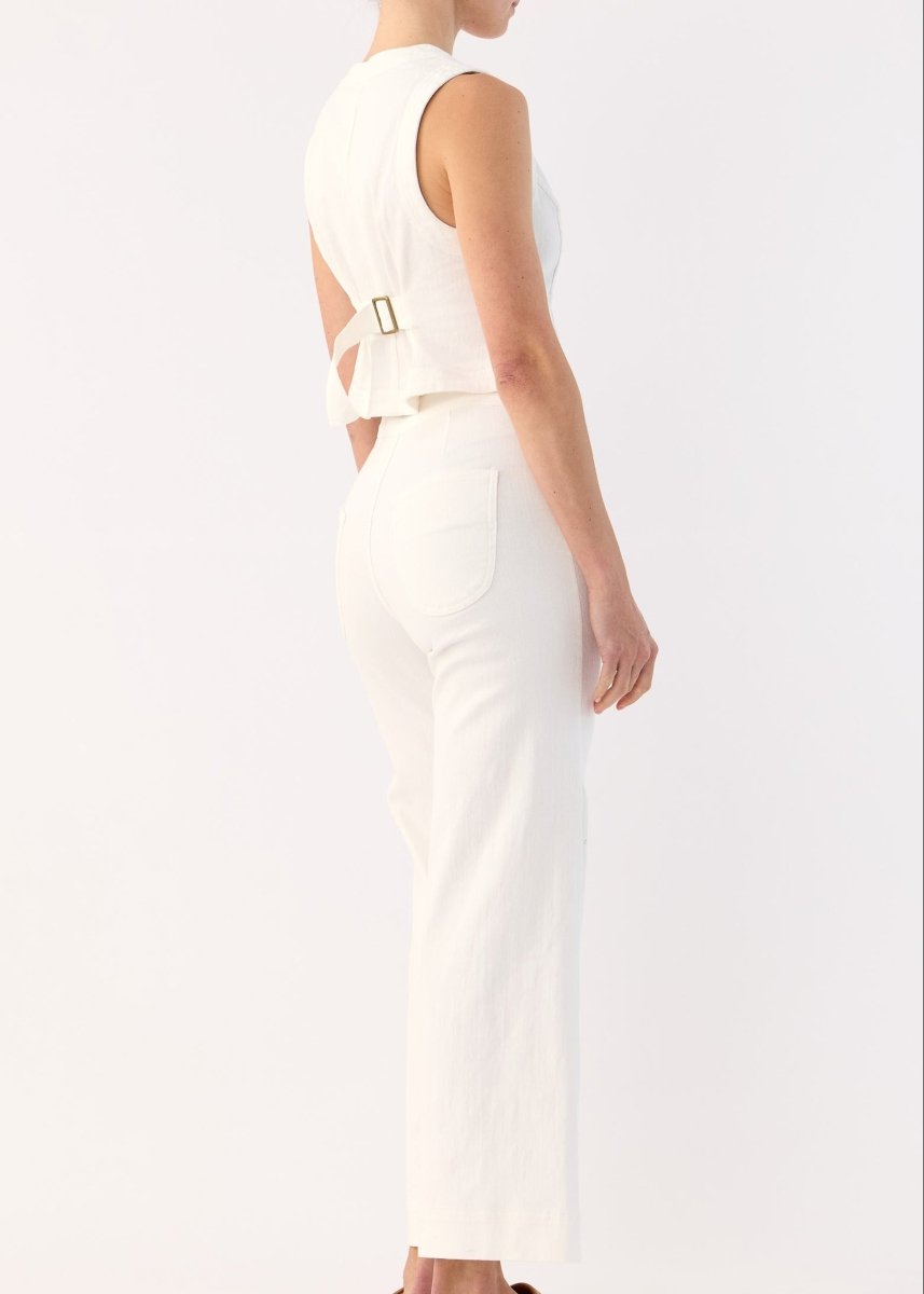 Sutton Denim Vest in White from FLANNEL at Edito boutique