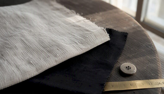 Close-up of linen and cotton fabric textures side-by-side
