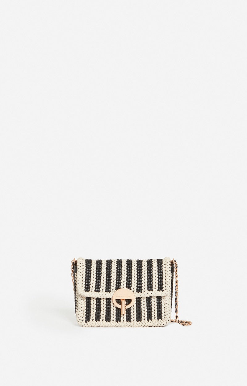 Vanessa Bruno Woven Nano Moon Bag in Black White