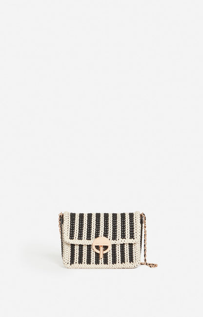 Vanessa Bruno Woven Nano Moon Bag in Black White