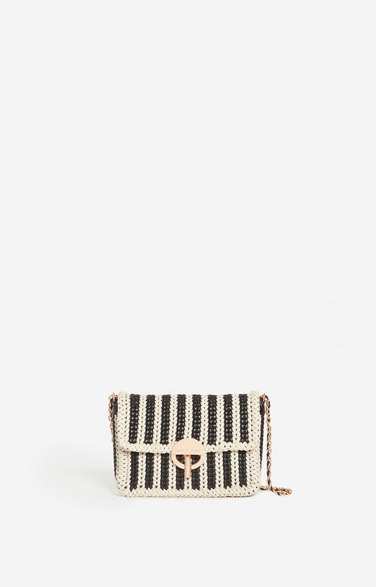 Vanessa Bruno Woven Nano Moon Bag in Black White