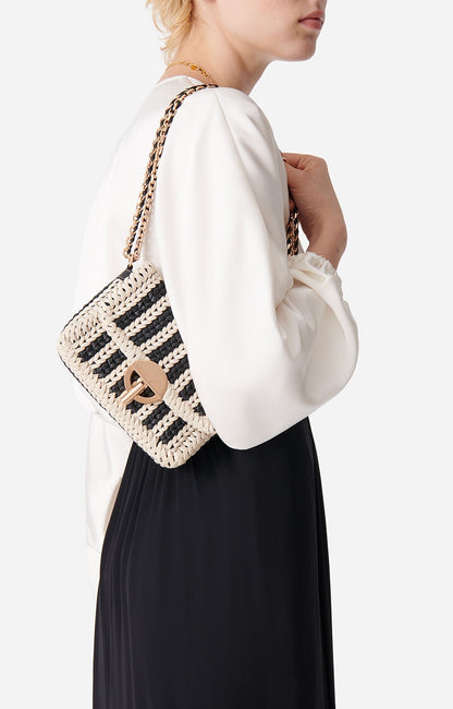 Vanessa Bruno Woven Nano Moon Bag in Black White