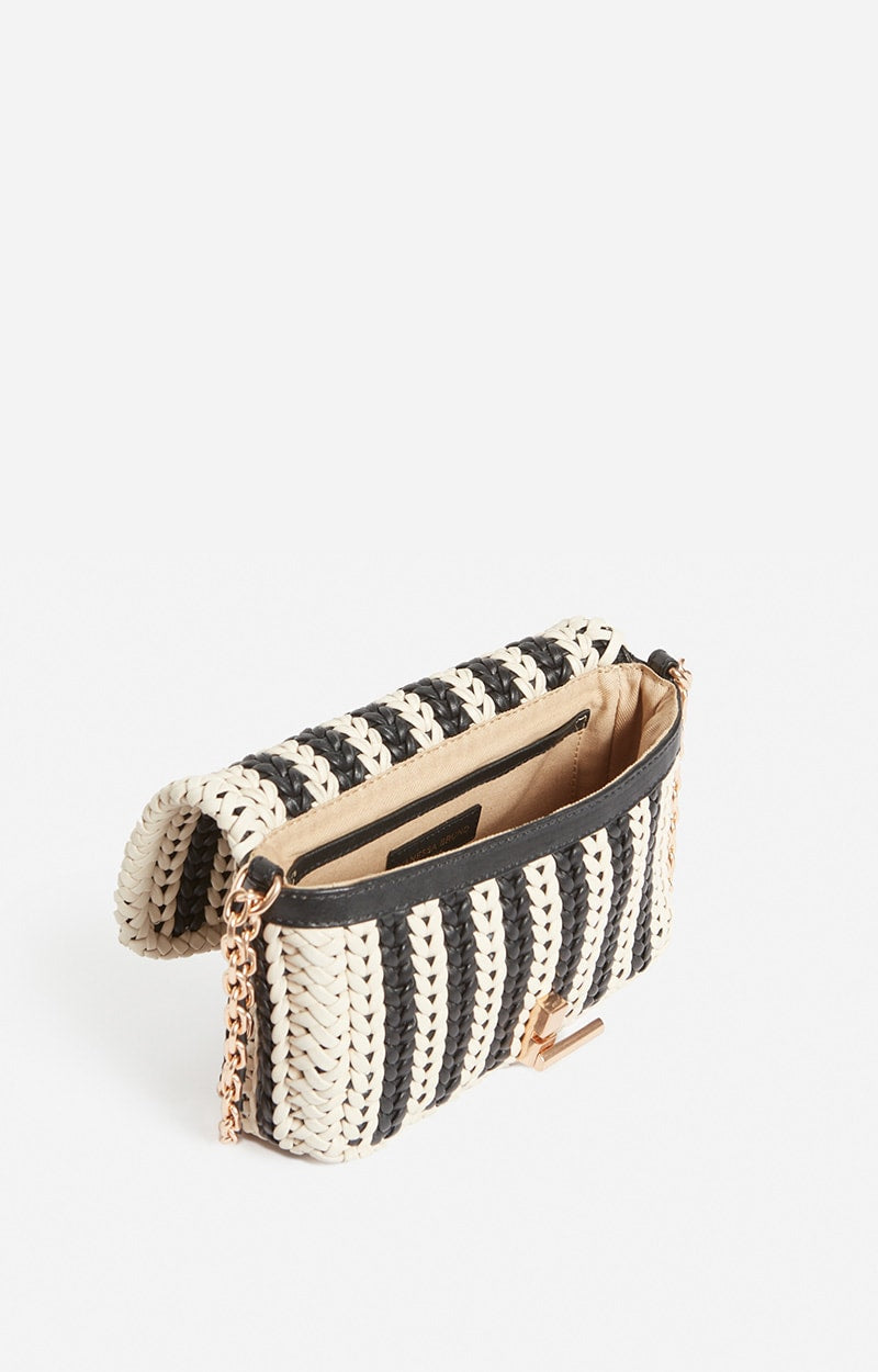 Vanessa Bruno Woven Nano Moon Bag in Black White