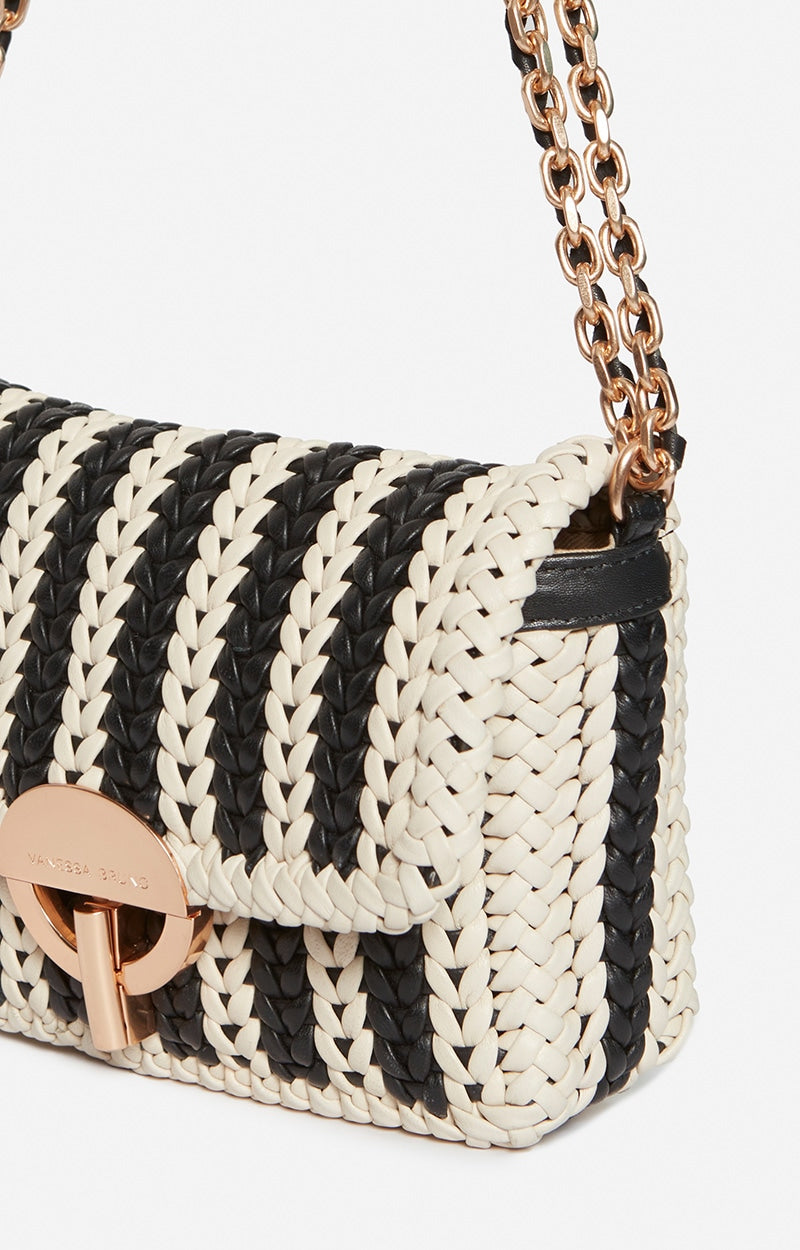 Vanessa Bruno Woven Nano Moon Bag in Black White