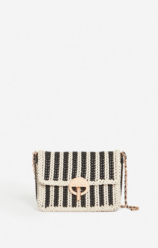 Vanessa Bruno Woven Moon Bag in Black White