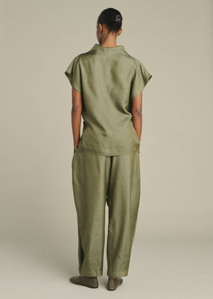 Vernon Silk Pants in Green from Soeur