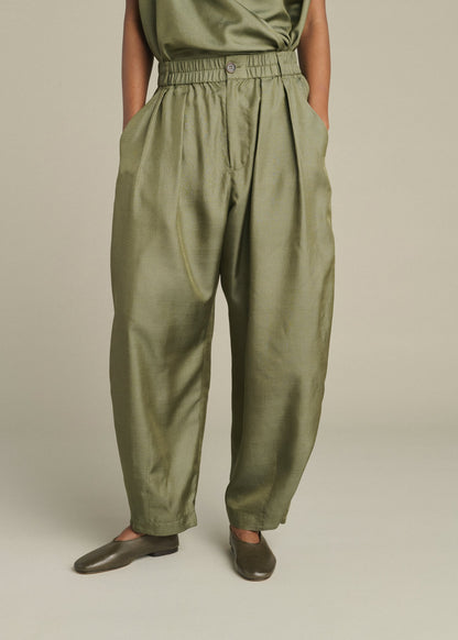 Vernon Silk Pants in Green from Soeur