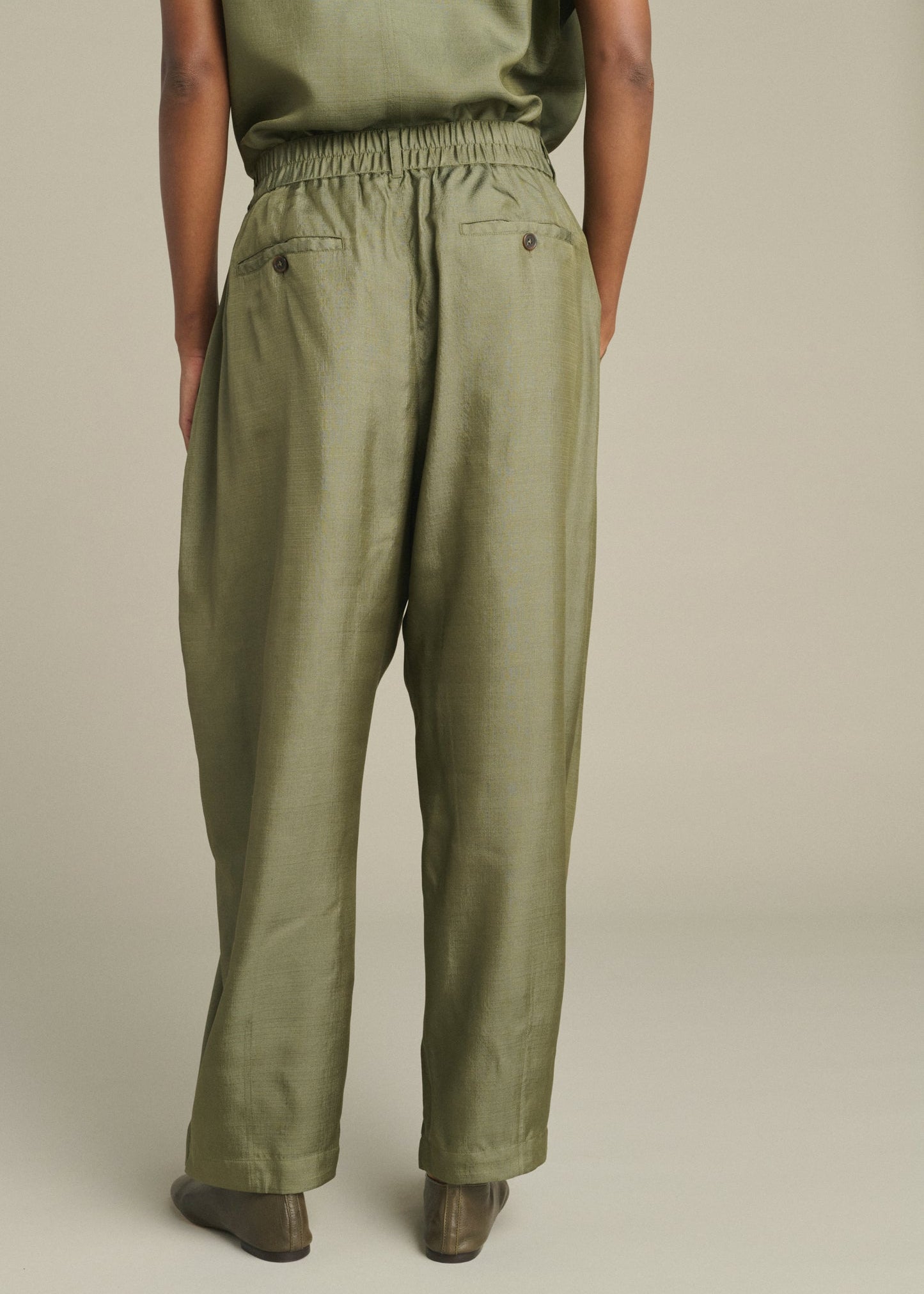 Vernon Silk Pants in Green from Soeur