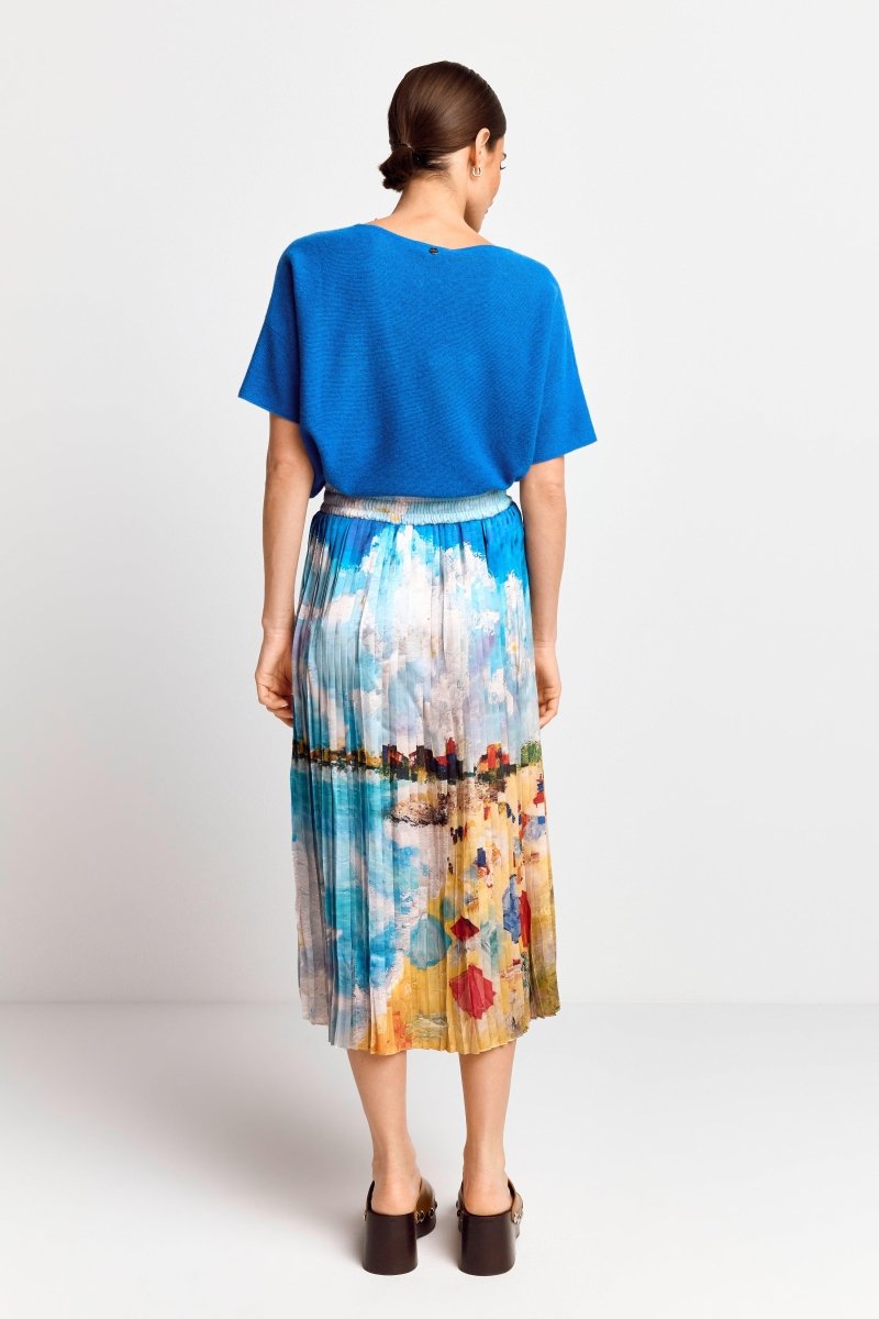 Rich & Royal Plisse Printed Skirt in Multi Print