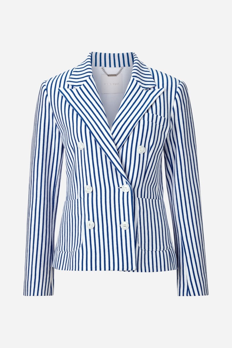 Rich & Royal Jersey Blazer in White/Blue Stripes