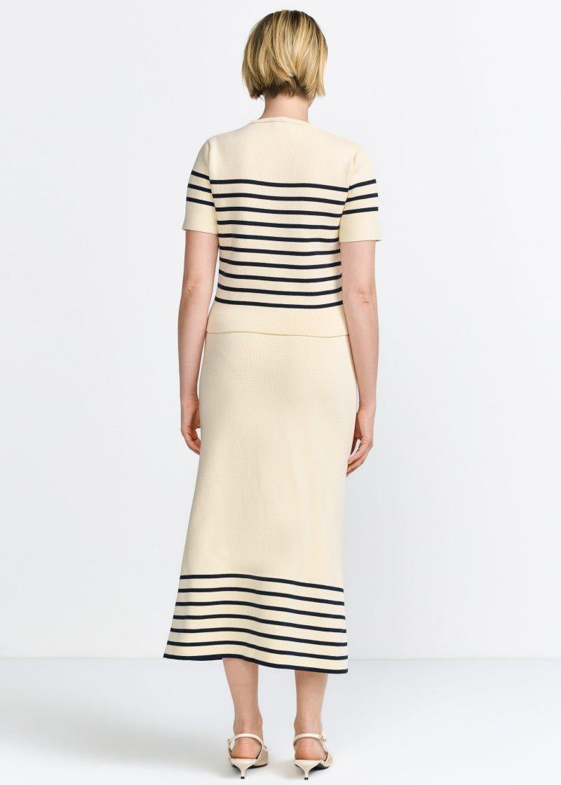 Striped Knit Tee in Pearl from Rich & Royal