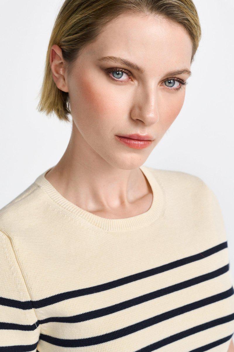 Striped Knit Tee in Pearl from Rich & Royal