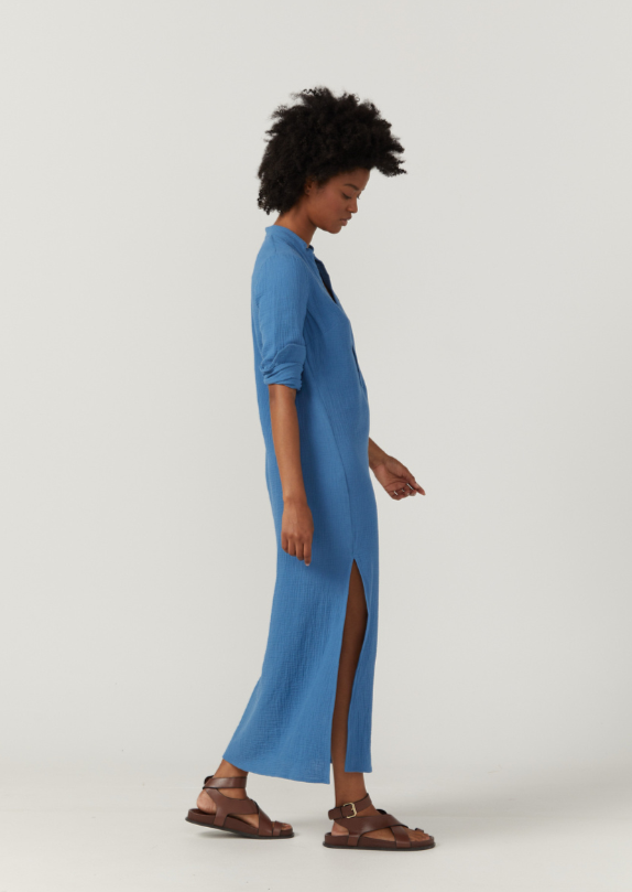 Bird & Knoll Frieda Shirt Dress Blue