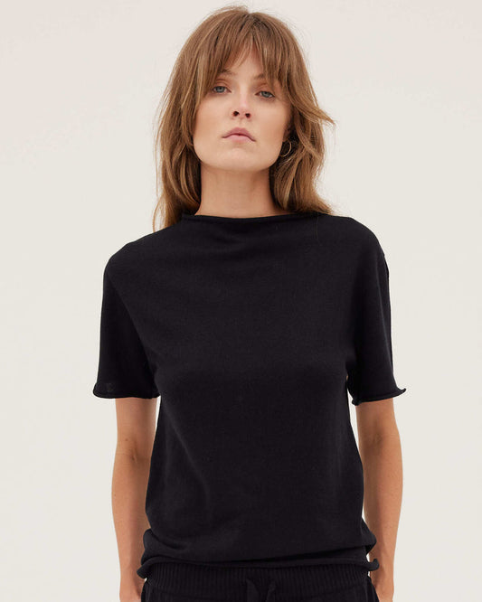 Cloth & Co Funnel Neck Tee Black