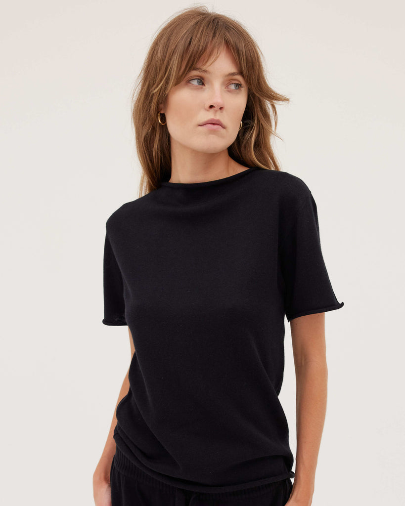 Cloth & Co Funnel Neck Tee Black