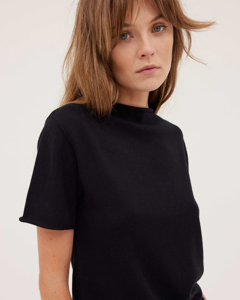 Cloth & Co Funnel Neck Tee Black