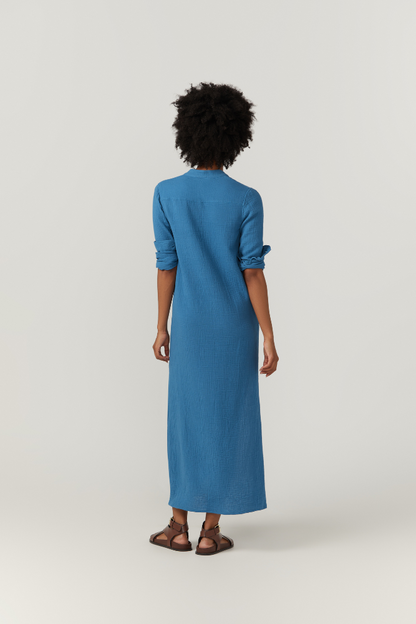 Bird & Knoll Frieda Shirt Dress Blue