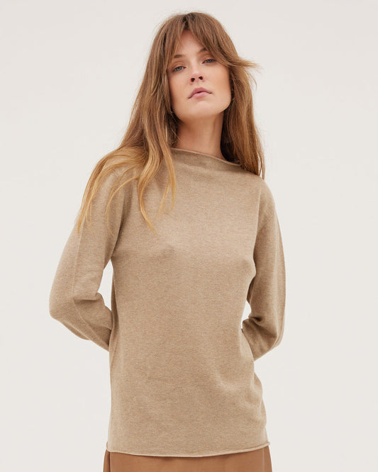 Cloth & Co Funnel Neck Top Oatmeal