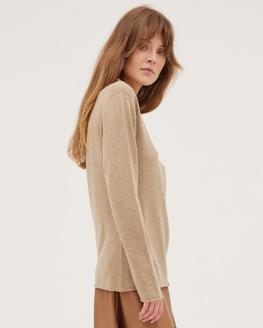 Cloth & Co Funnel Neck Top Oatmeal