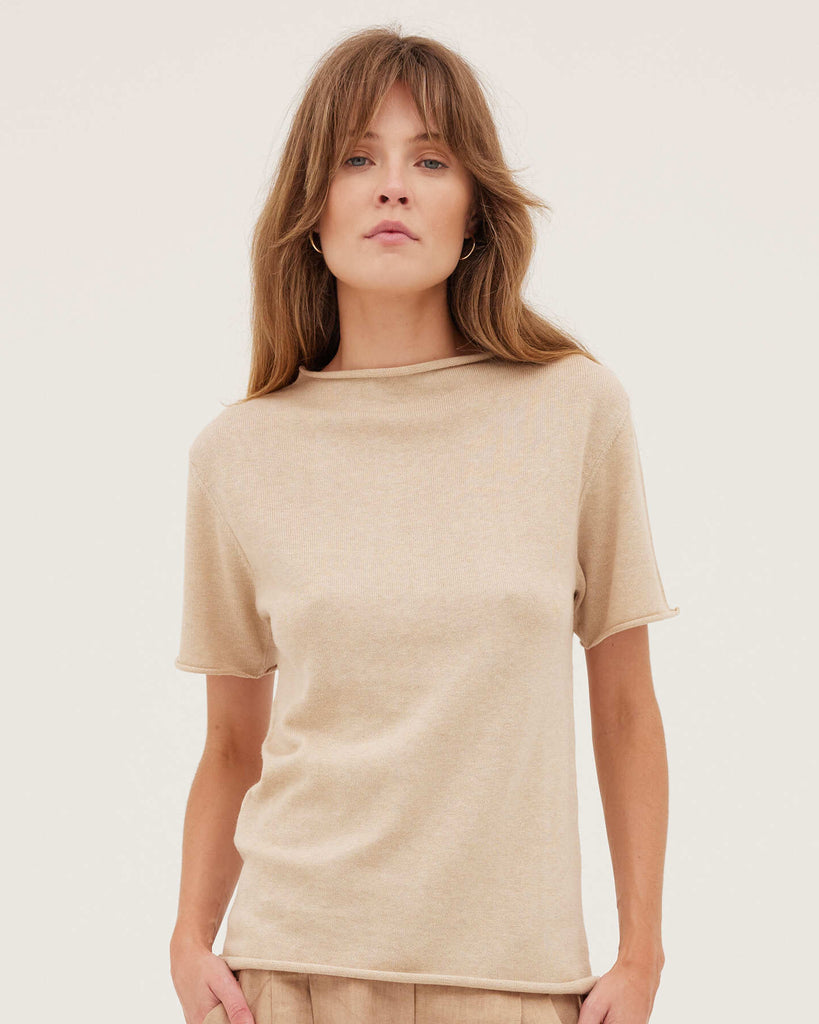 Cloth & Co Funnel Neck Tee Barley