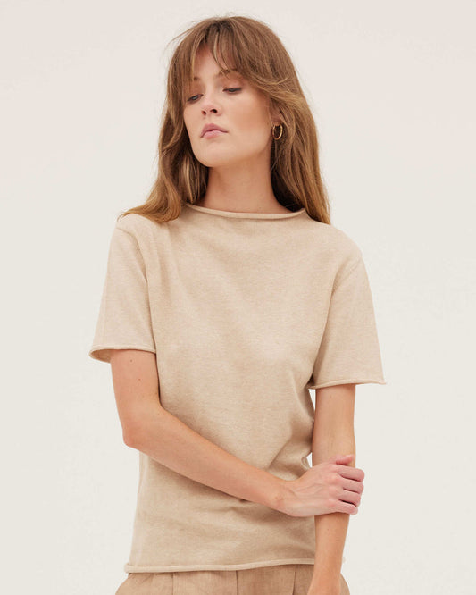 Cloth & Co Funnel Neck Tee Barley