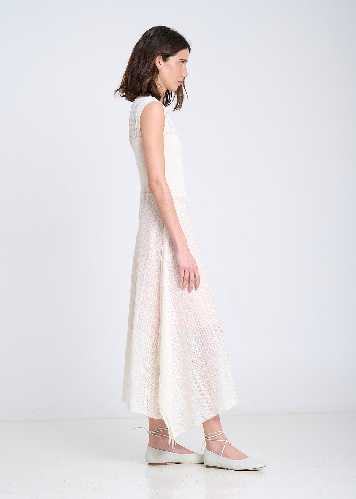 Asymetrical Knit Dress in White from Sita Murt