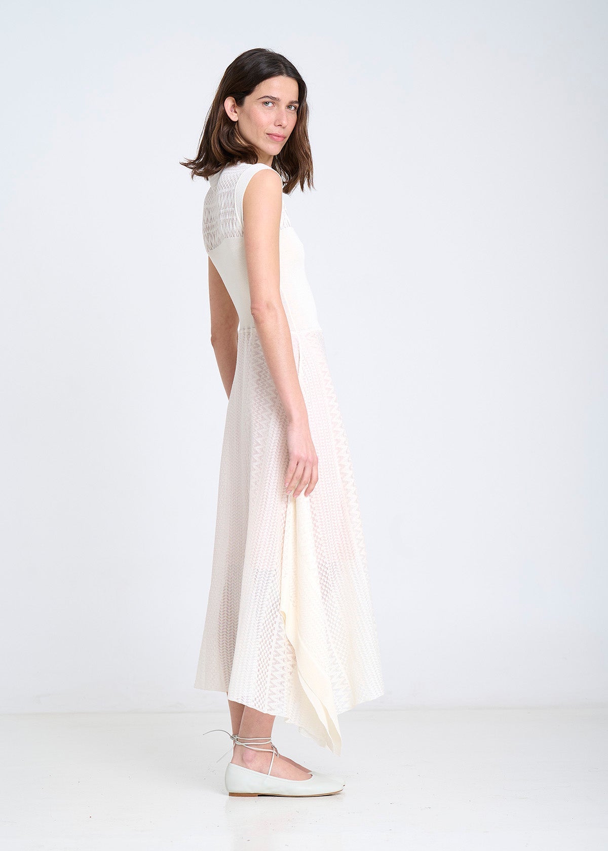 Asymetrical Knit Dress in White from Sita Murt