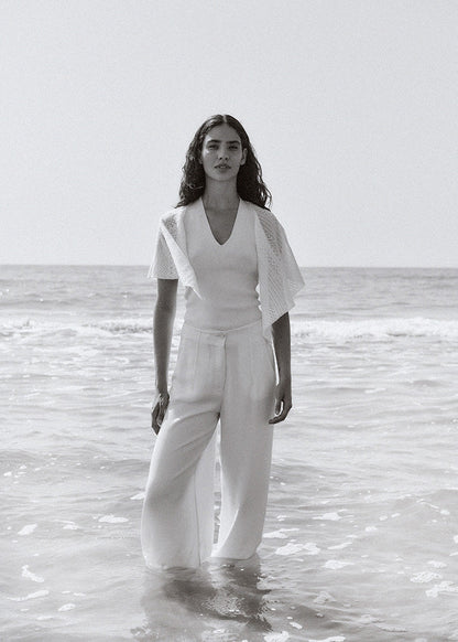 Sweater Sleeve Top in White from  Sita Murt
