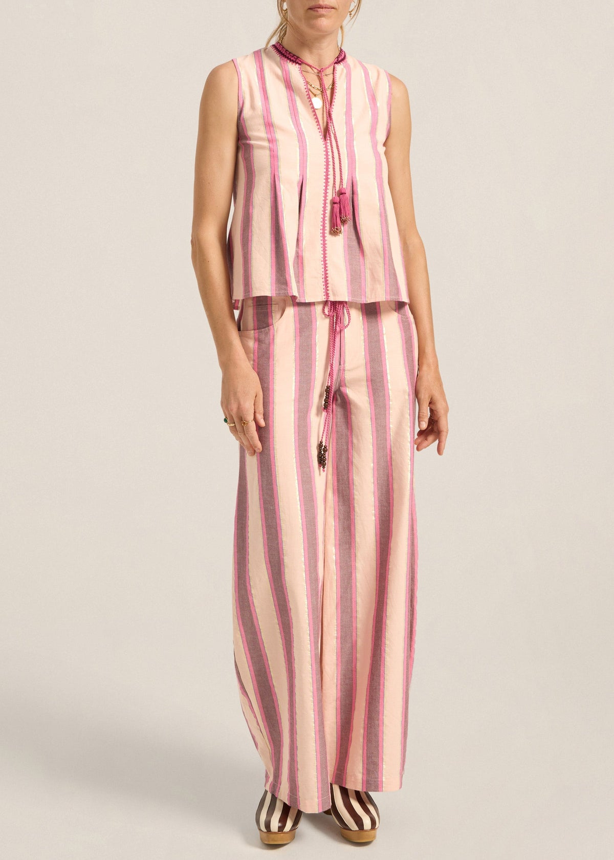 Odin Pants in Pink Mykonos Stripe from Ilio Nema