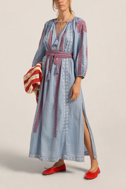Parnassus Dress in Blue Chambray from Ilio Nema