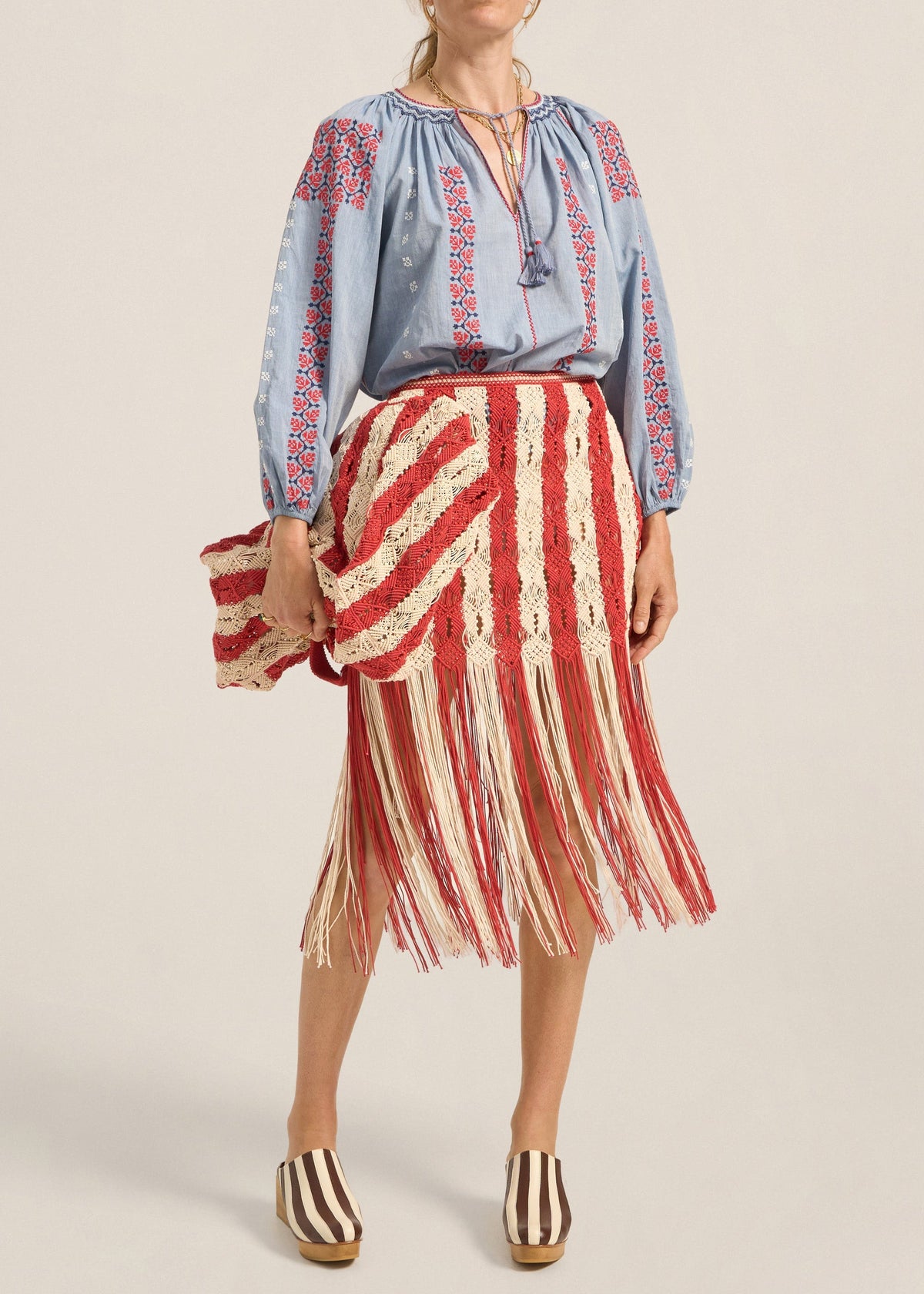 Syracuse Skirt in Red/Cream from Ilio Nema