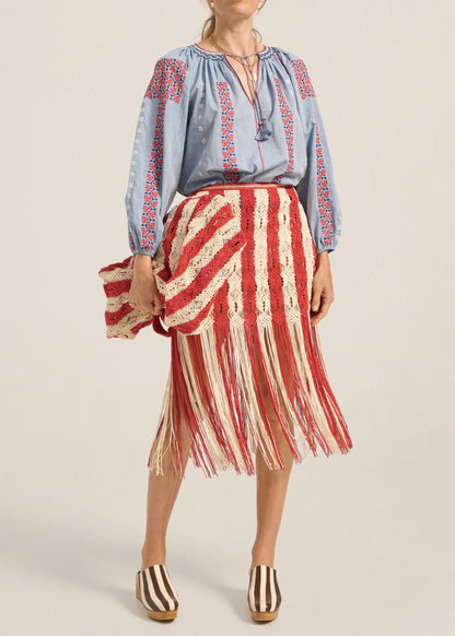 Syracuse Skirt in Red/Cream from Ilio Nema