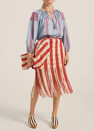 Syracuse Skirt in Red/Cream from Ilio Nema