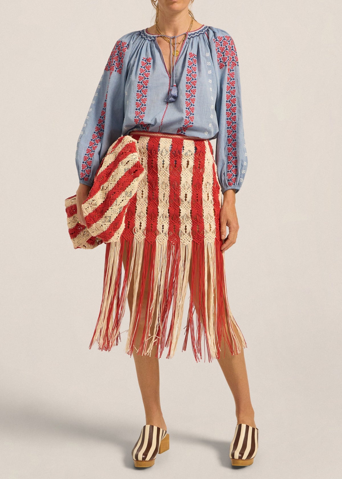 Syracuse Skirt in Red/Cream from Ilio Nema