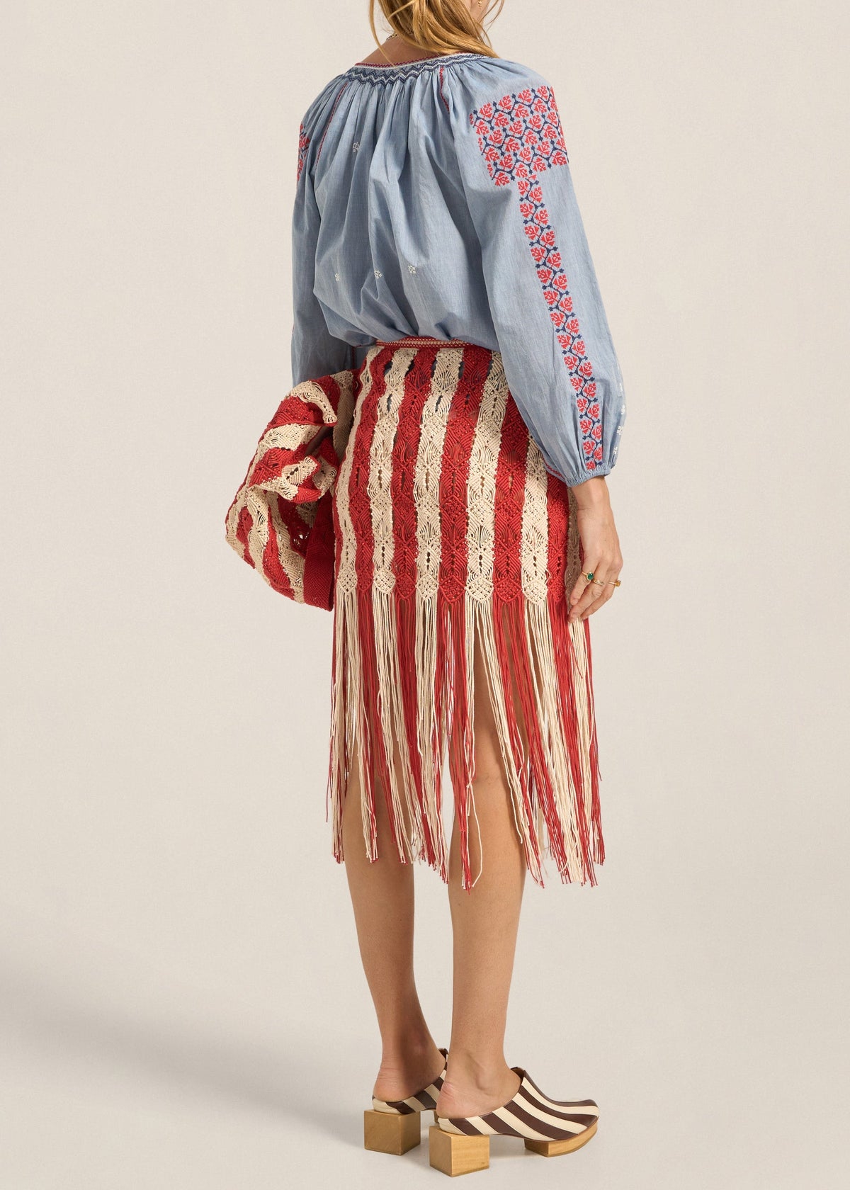 Syracuse Skirt in Red/Cream from Ilio Nema
