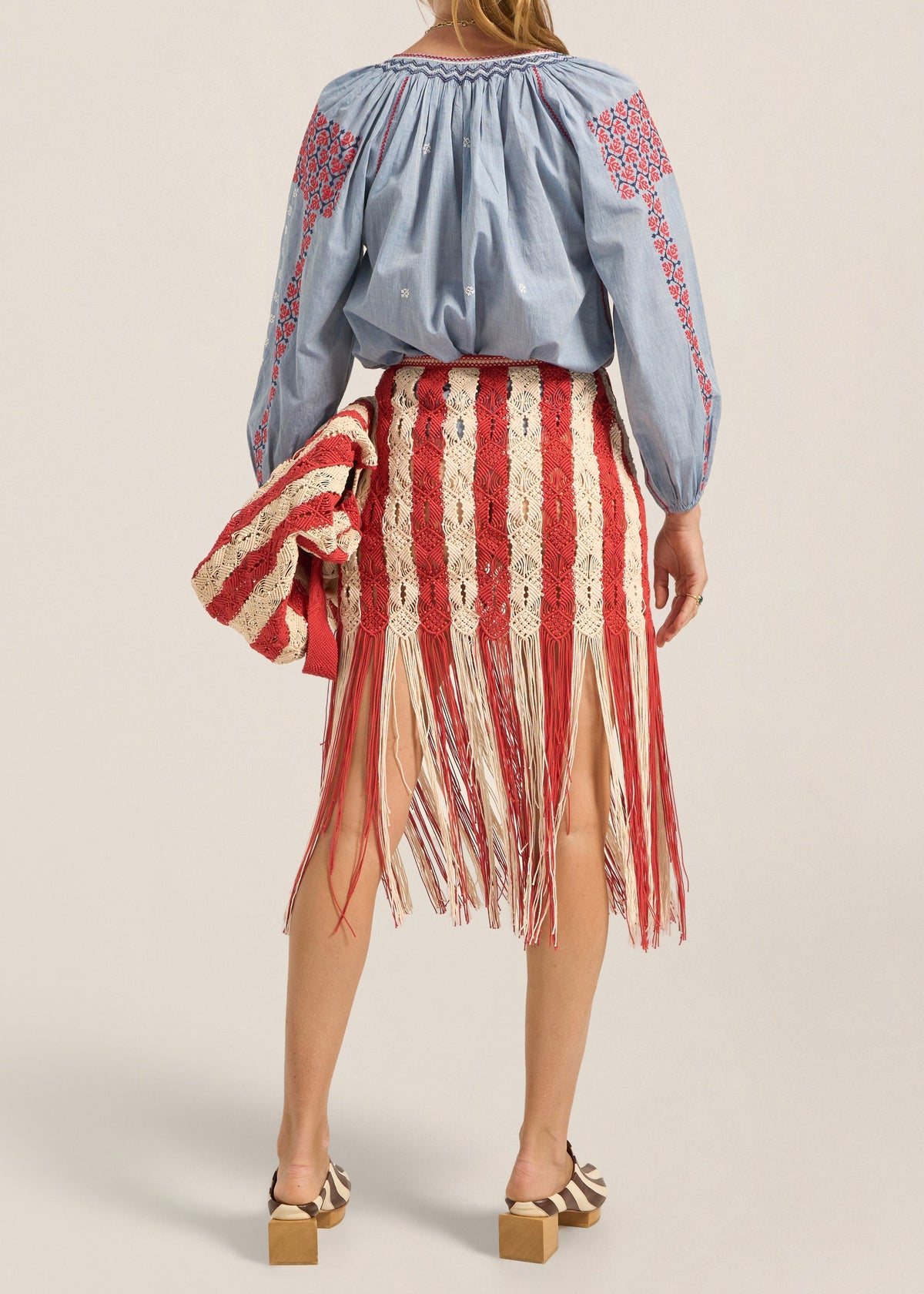 Syracuse Skirt in Red/Cream from Ilio Nema