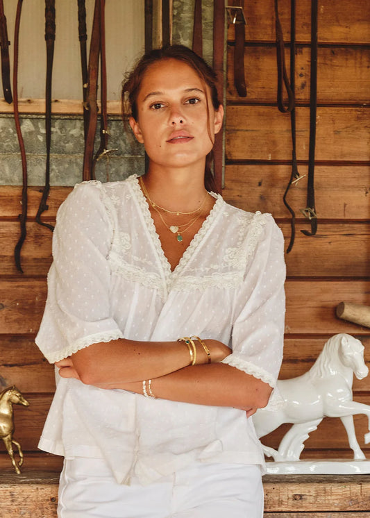 Brea Frill Top in Ivory from M.A.B.E