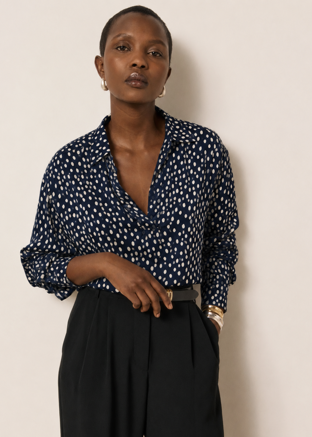 Chorus Blouse in Navy/White from Hartford
