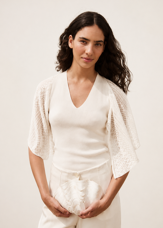 Sweater Sleeve Top in White from  Sita Murt