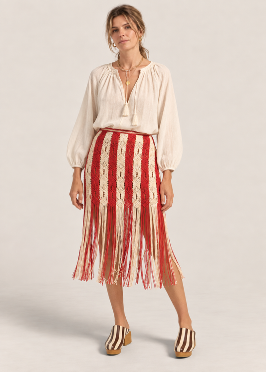 Syracuse Skirt in Red/Cream from Ilio Nema