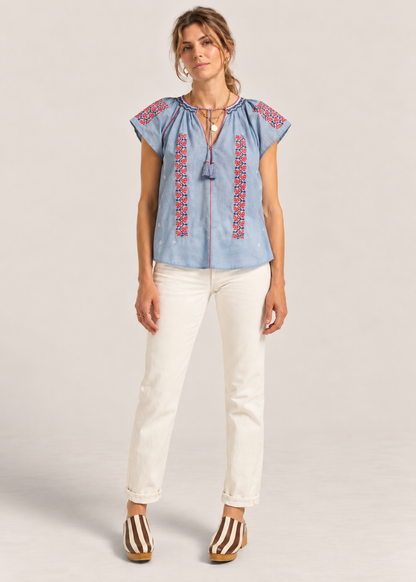 Abyla Top in Blue Chambray from Ilio Nema