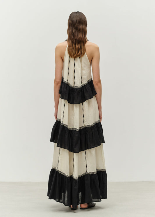 Kleio Maxi Dress in Off White/Black from Devotion Twins
