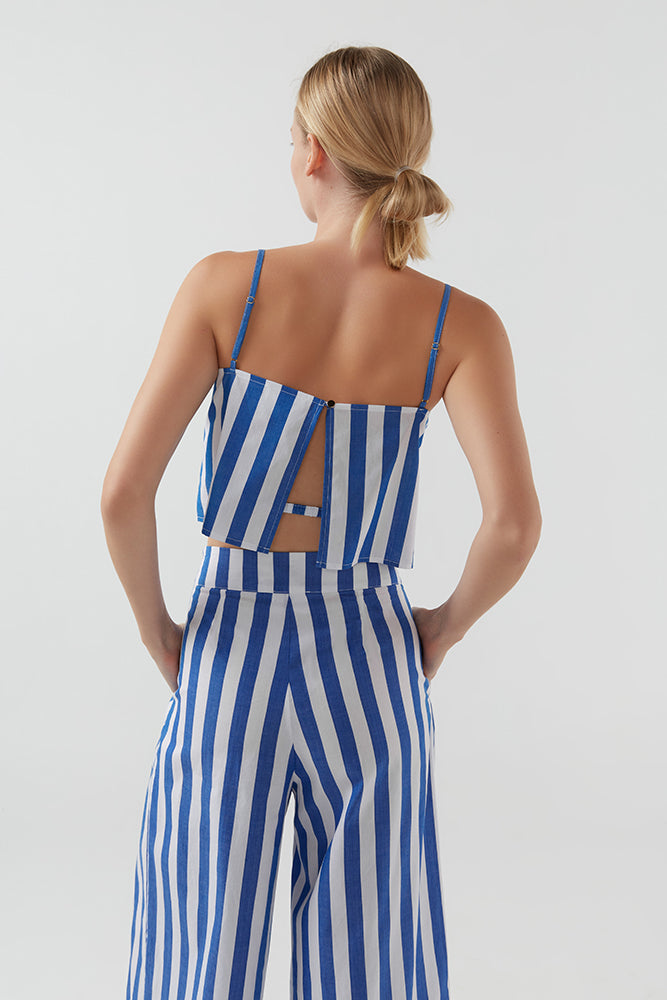 Bird & Knoll Eve Top Blue/White