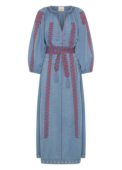Parnassus Dress in Blue Chambray from Ilio Nema