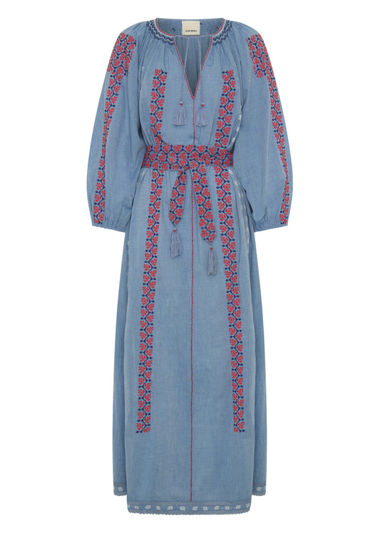 Parnassus Dress in Blue Chambray from Ilio Nema