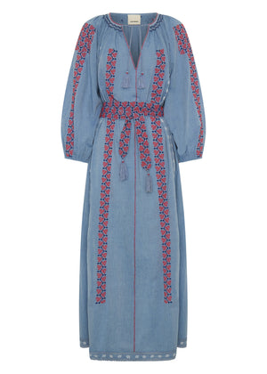 Parnassus Dress in Blue Chambray from Ilio Nema