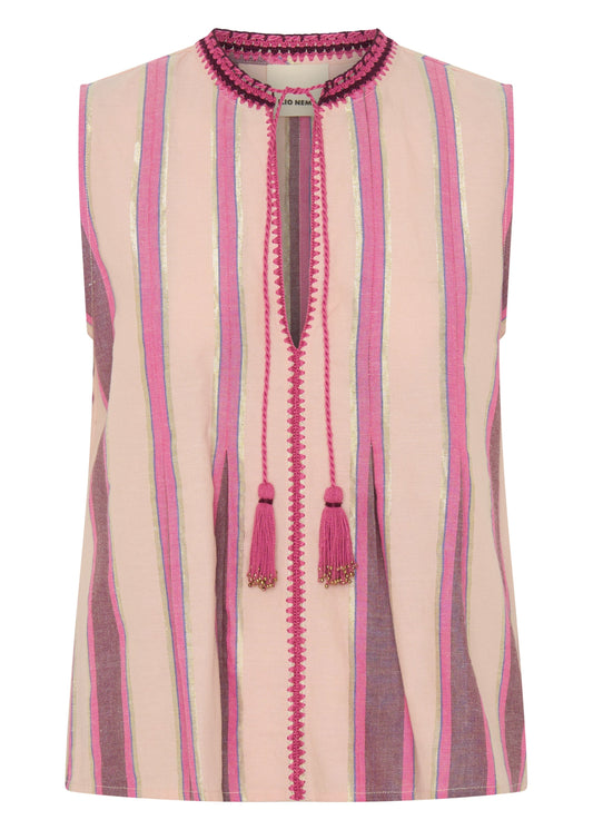 Tzimi Top in Pink Mykonos Stripe