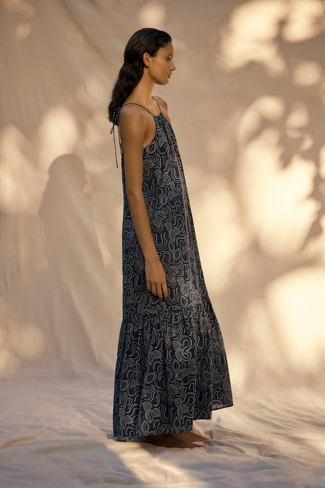 Bird and Knoll Jacques Maxi Dress Navy