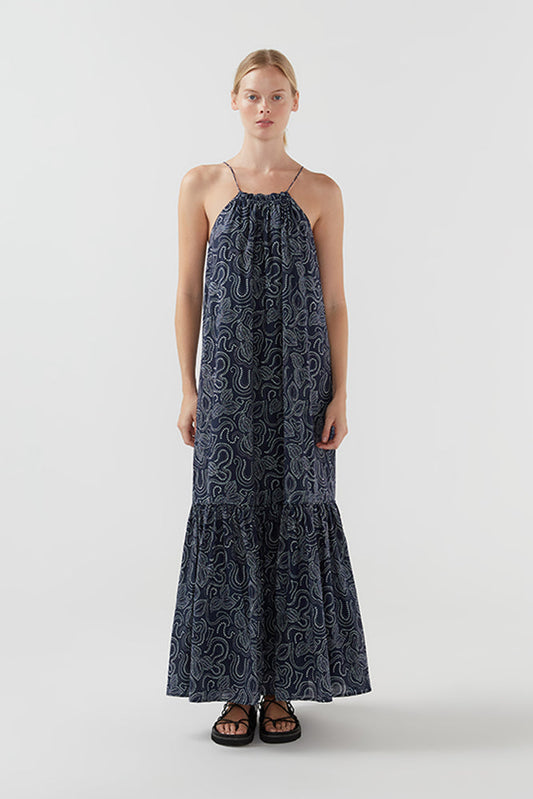 Bird and Knoll Jacques Maxi Dress Navy