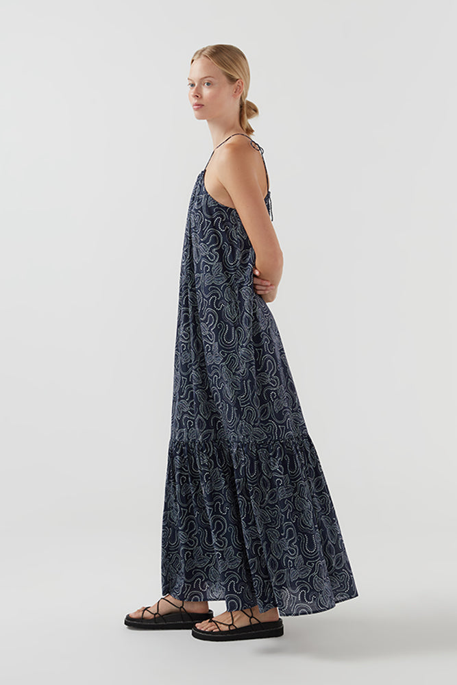 Bird and Knoll Jacques Maxi Dress Navy